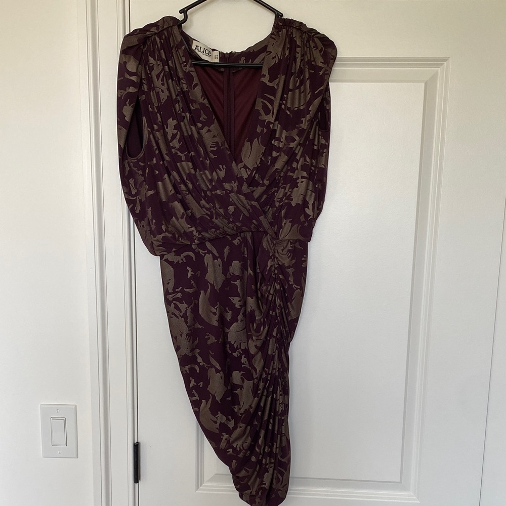ALICE by Temperley Asymmetrical Dress in Brown and Purple